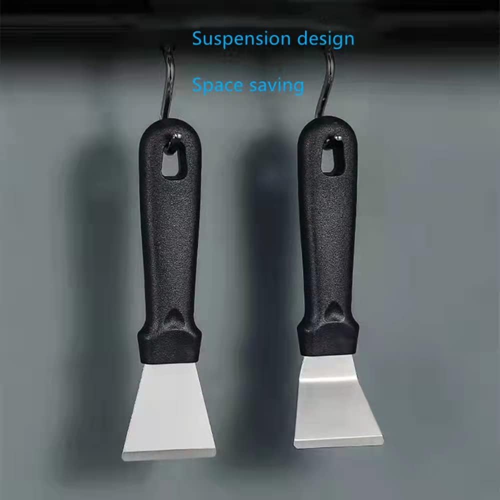 2Pack Blackstone Griddle Scraper Tool QIANBEIY Metal Small Grill Scraper for Outdoor BBQ Stiff Grill Pan Cleaning Scraper Spatula, No need to change Flexible Blades