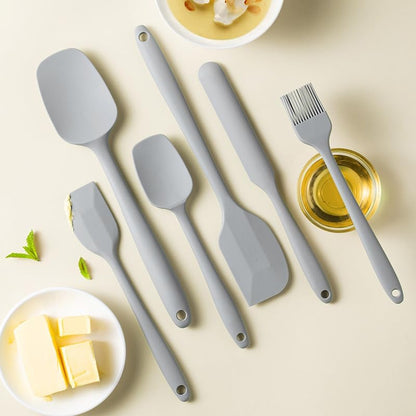 6 Pieces Silicone Spatula Set, Food Grade Rubber Spatula with Ergonomic Grip, Rubber Spatulas Silicone Heat Resistant Spatula Set for Kitchen Use, BPA Free Dishwasher Safe, Blue