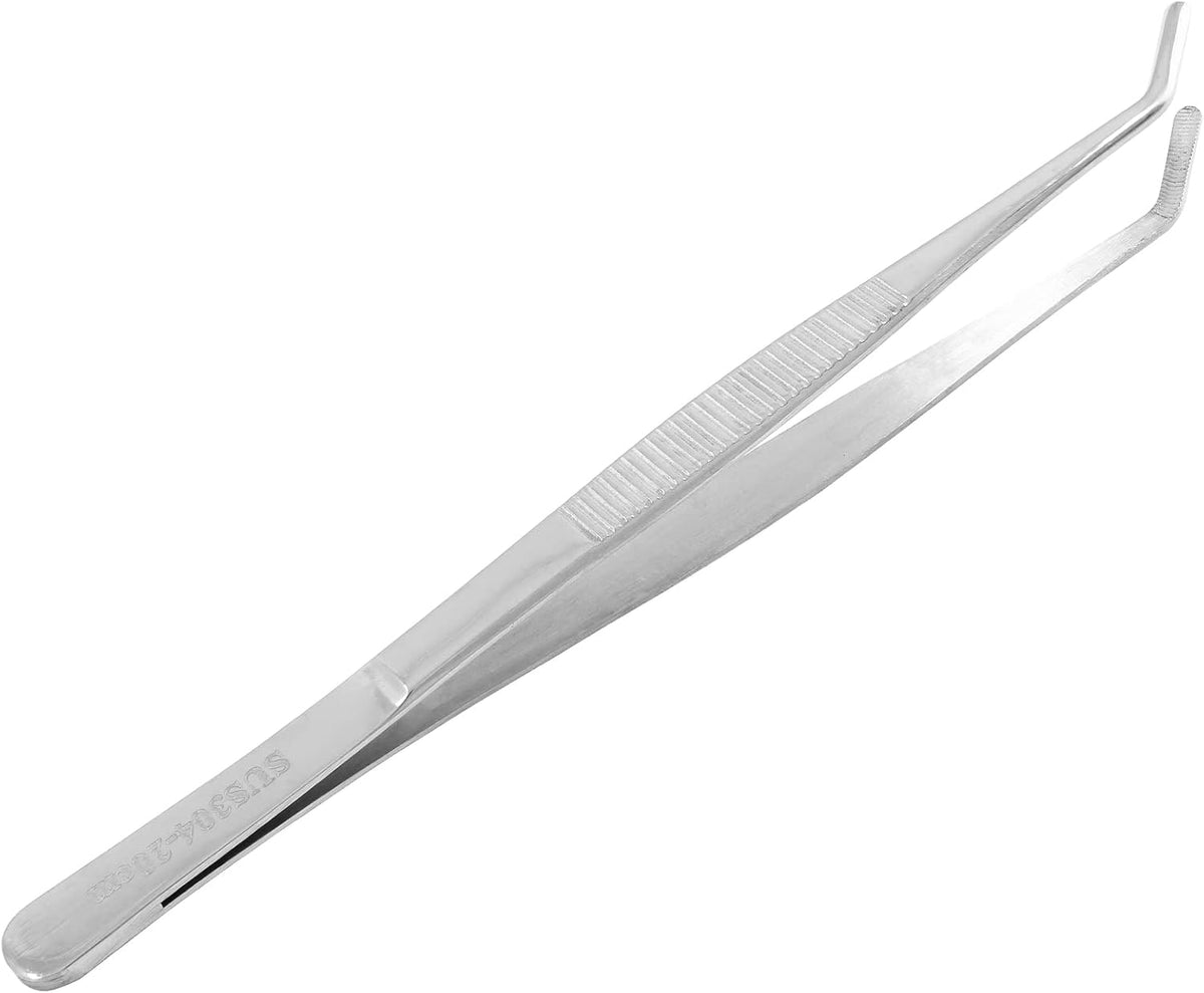Bonsicoky 3Pcs Stainless Steel Tweezer Set (8" 10" 12") | Long Tweezers, Precision Serrated Straight Tips, Non-slip, For Cooking, Repairing, Medical, Garden