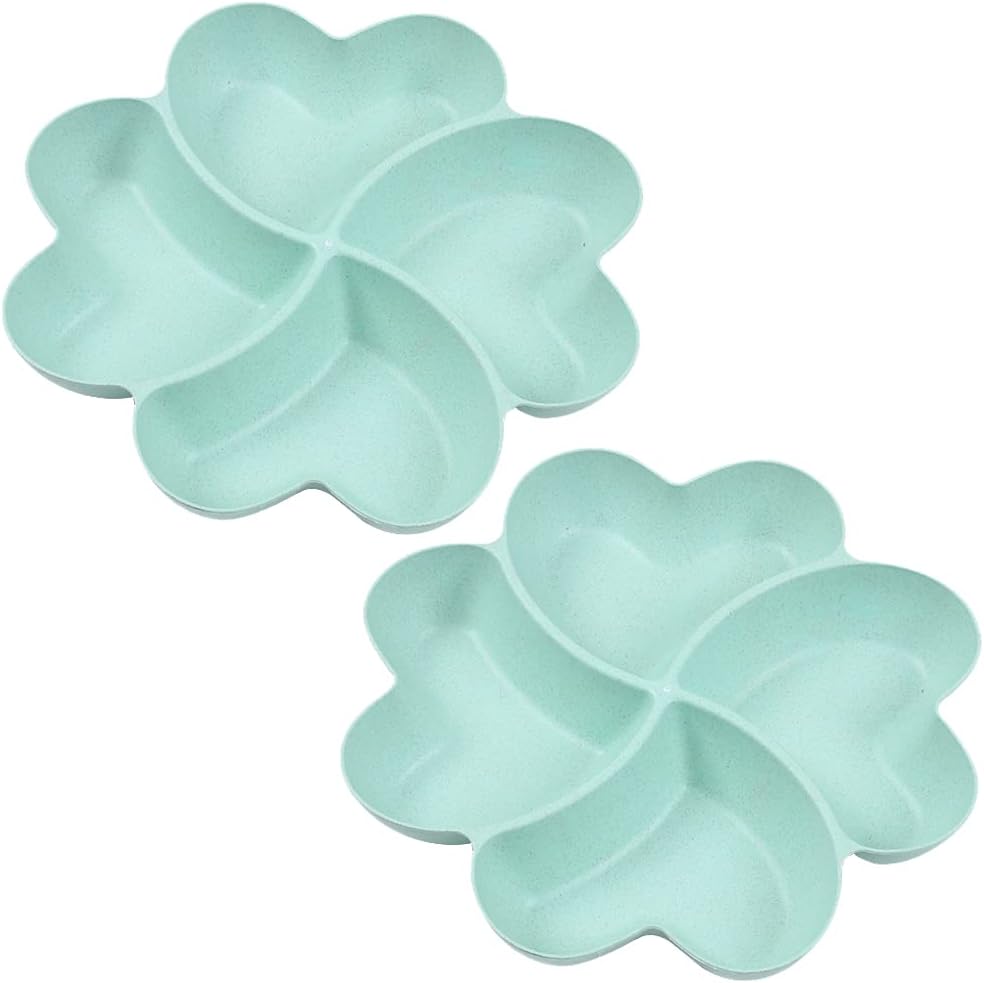 Divided Serving Tray, Appetizer Sectioned Platter, Dessert Serving Dish, Reusable Plastic Snack Plates, Round Relish Tray, 4 Compartment for Chips and Dip Veggies Candy Nut Fruit (Pink)
