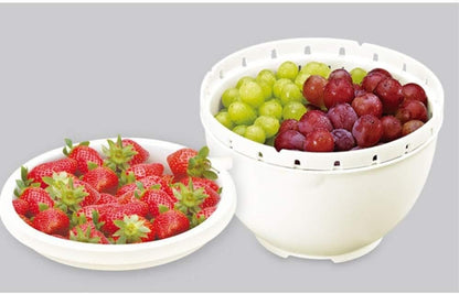 Easy Fruit Vegetable Salad Cutter Bowl, Multi-Function Kitchen Colander Strainer Double Layered Rotatable