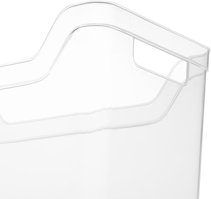 Sterilite Narrow Shelf Bin with Handles, Plastic Storage Container for Organizing Shelving, Closet, Pantry, and Countertops, Clear, 6-Pack