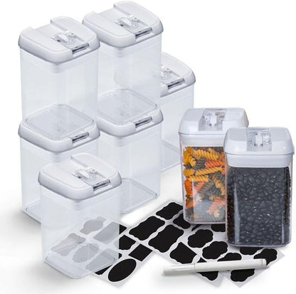 Livvera 28 oz Airtight Food Storage Containers with White Flip-Top Lids (8-Pack), BPA-Free Stackable Pantry Organizers