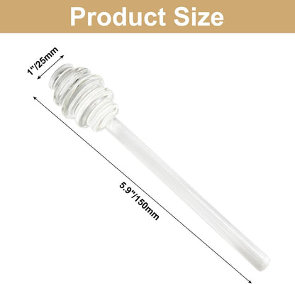 Glass Honey Dipper Stick, 6 Inch, Clear