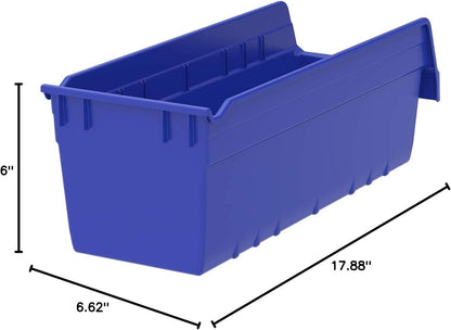 Akro-Mils 30098 ShelfMax Plastic Nesting Shelf Bin Box, 18-Inch Length x 6.75-Inch Width x 6-Inch Height, Clear (10-Pack)