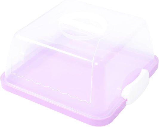 Transparent Square Cake Storage Box Portable Plastic Cake Container Safe and Dustproof Dessert Carrier for Birthday Parties and Kitchen Countertop Use