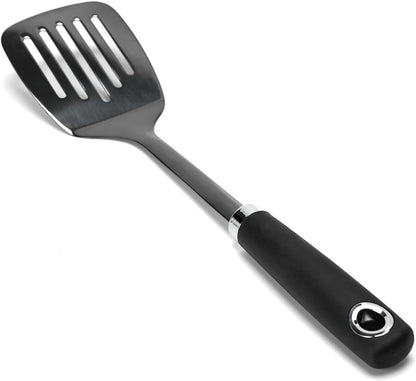 Stainless Steel Slotted Turner Spatula, Metal Spatula for Cast Iron & Stainless Steel Pans, Thin Edge Kitchen Turner for Eggs, Pancakes, Burgers, Dishwasher Safe