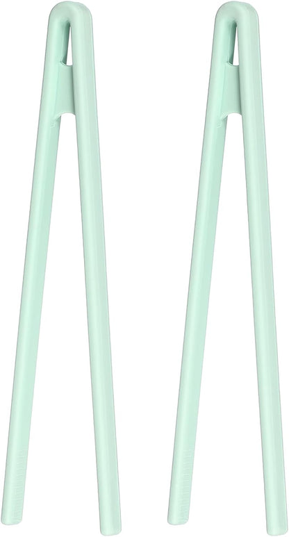 uxcell 8.7" Silicone Toast Tongs, 2Pcs Kitchen Tong Heat Resistant Kitchen Utensil for Cooking Toaster Salad Food BBQ Pan Bacon Fried Steak, Light Green