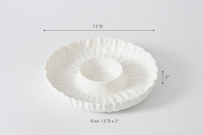 Pampa Bay Mascali Bianca Chip & Dip, 13"" D x 2"" tall, Small, White