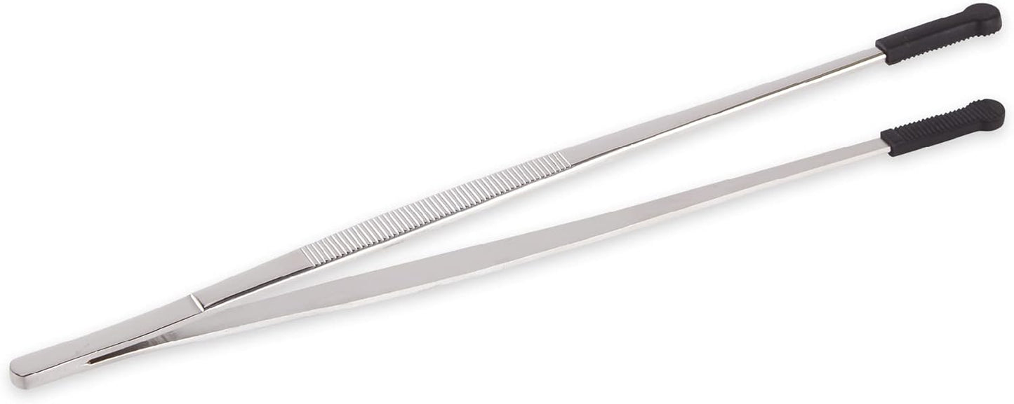 RSVP International Endurance Silicone Tipped Kitchen Tweezers Food Safe, Durable Stainless Steel, Heat Safe up to 475 Degrees F, 12" Length