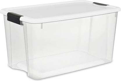 Sterilite 6-Pack Ultra Latching Box, Storage Bins with Lids, Clear Plastic, 18 Qt – Large Heavy-Duty Organizing Bin Containers for Home, Closet, Kitchen, Pantry, Bathroom, and Office