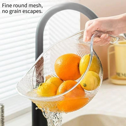 2-Pack Rice Washer Strainer, 9x5 Inch BPA-Free Plastic with Fine Holes & Ergonomic Handle, Multifunctional Fruit & Vegetable Washing Bowl, Compact, Lightweight, for Efficient Draining & Rinsing