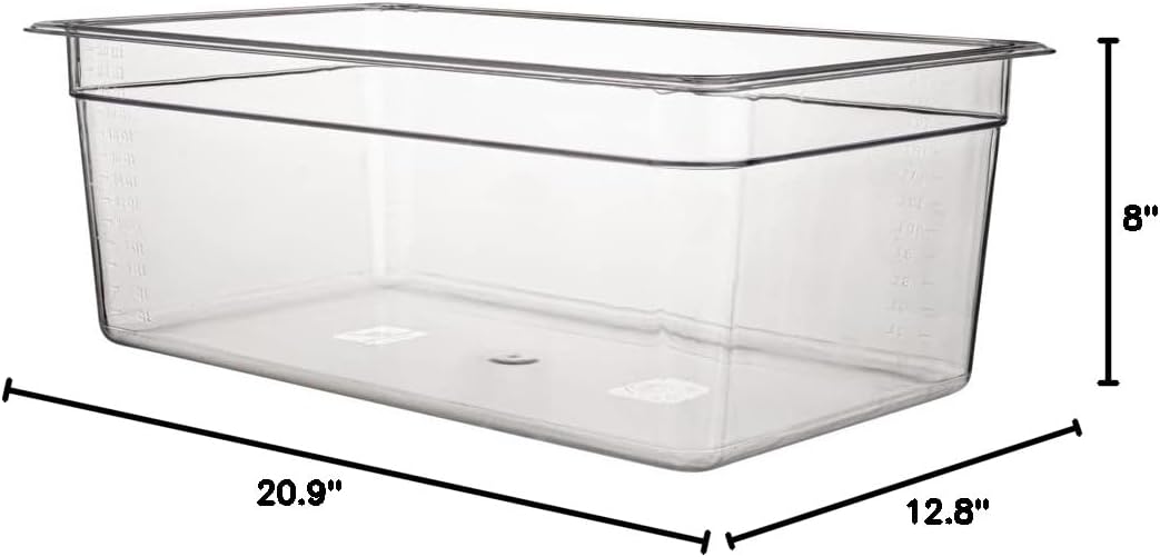 Restaurantware-2.5 Inch Deep Food Pans, 1 1/6 Size Commercial Food Storage Container - Freezable, Break-Resistant, Clear Plastic Cold Pans, Dishwashable, For Kitchens, Restaurants, Or Cafeterias