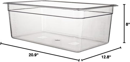 Restaurantware-2.5 Inch Deep Food Pans, 1 1/6 Size Commercial Food Storage Container - Freezable, Break-Resistant, Clear Plastic Cold Pans, Dishwashable, For Kitchens, Restaurants, Or Cafeterias