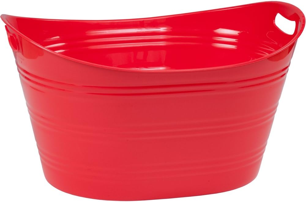CreativeWare, Aqua Double Walled Party Tub With Drain Plug 4.375 Gl, Red