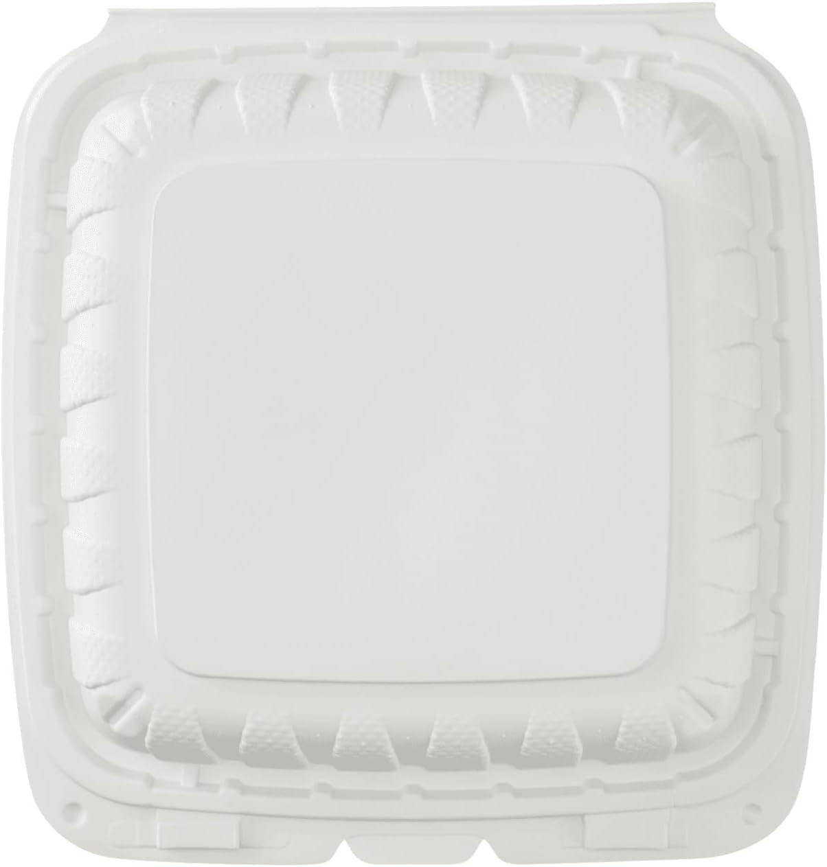 KARAT EARTH Clamshell Take Out Food Containers [8"x8" - 200 ct] To Go Containers | 3 Compartment, Soak-Resistant, Durable, Stackable | Vented for Hot/Cold Foods, White