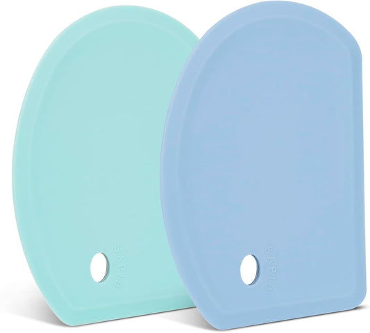 Silicone Dough Scraper with Stainless Steel Sheet, Curved Edge Flexible Bowl Scraper for Baking, Food Grade Silicone Bench Scraper for Sourdough Bread Proofing Basket, Set of 2, Gray & Orange,SAPID