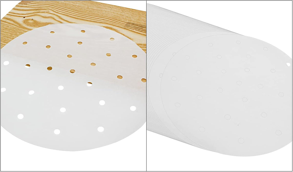 Dumpling Paper Bamboo Steamer Liners, 7 Inch, 100 Pcs