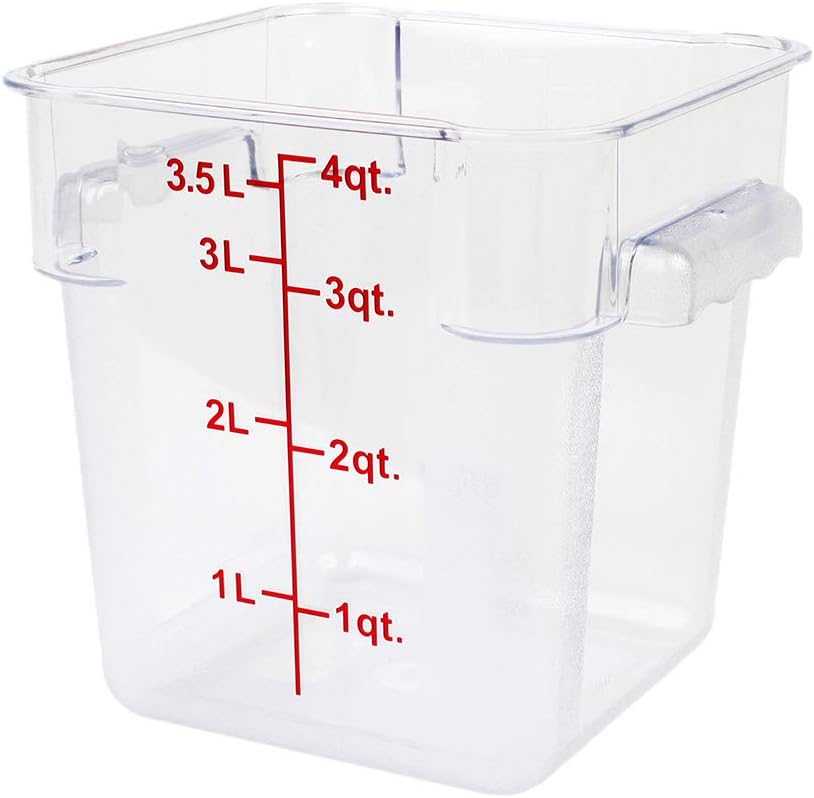 Tiger Chef 18 Quart Commercial Grade Clear Food Storage Square Polycarbonate Containers With Blue Lids 4 Pack