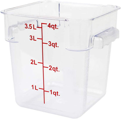 Tiger Chef 18 Quart Commercial Grade Clear Food Storage Square Polycarbonate Containers With Blue Lids 4 Pack