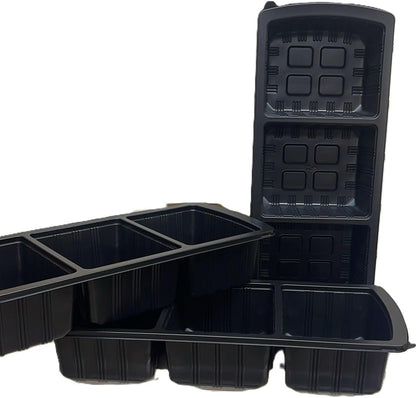 Royalty Premier 3 Compartment Meat Tray, 50 Base and 50 Lid Set