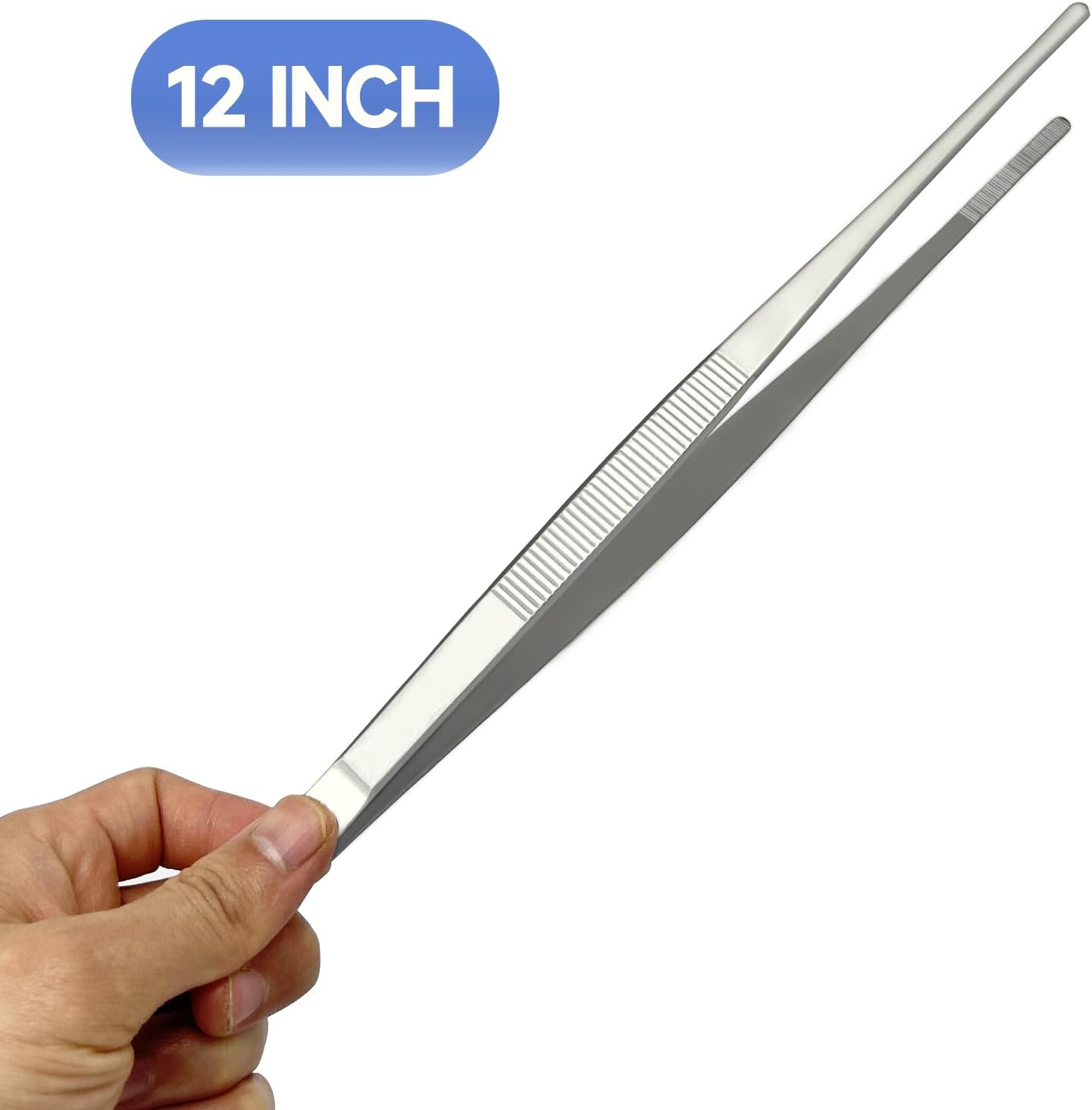 Kitchen Tweezer Tongs 304 Stainless Steel Cooking Tweezers Food Tongs, Culinary Chef Tweezers Pasta Tongs, 12 Inch