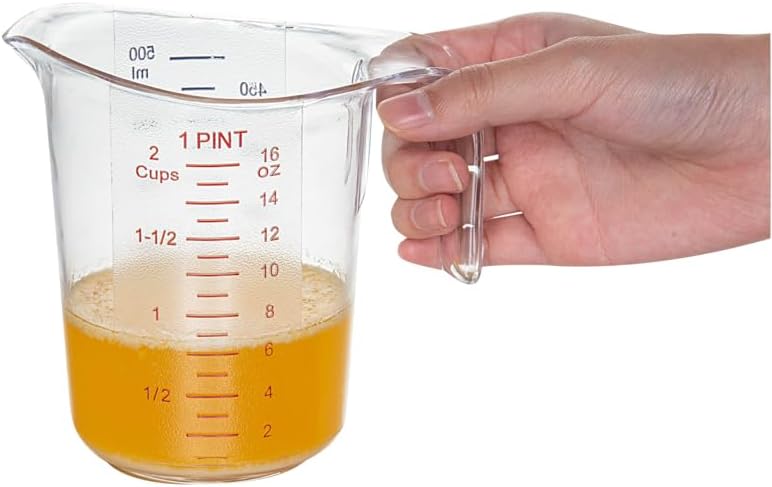 Restaurantware Plastic Measuring Cup - Chef 101 Measuring Jug with Dual Unit Markings, Dishwasher Safe - Clear Measuring Cup for Kitchen, Restaurants