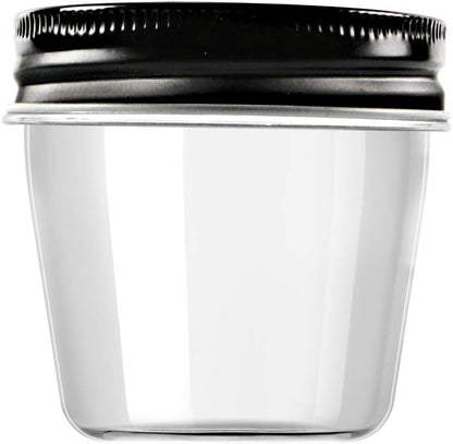 novelinks 4 oz Small Plastic Jars with Lids, 40 Pack Mini Plastic Mason Jars with Lids 4oz, Craft Storage Containers & Canning Jars & Small Spice Jars for Kitchen Organization (40 Pack,Black)