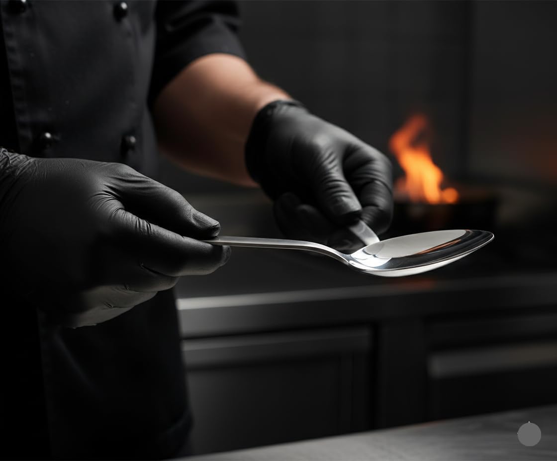 Chef Kunz Slotted Spoon | 9 Inch 18/10 Stainless Steel Silver Chef Cooking Spoons | Basting, Quenelle, Plating Spoon for Draining and Serving, Dishwasher Safe (Slotted)
