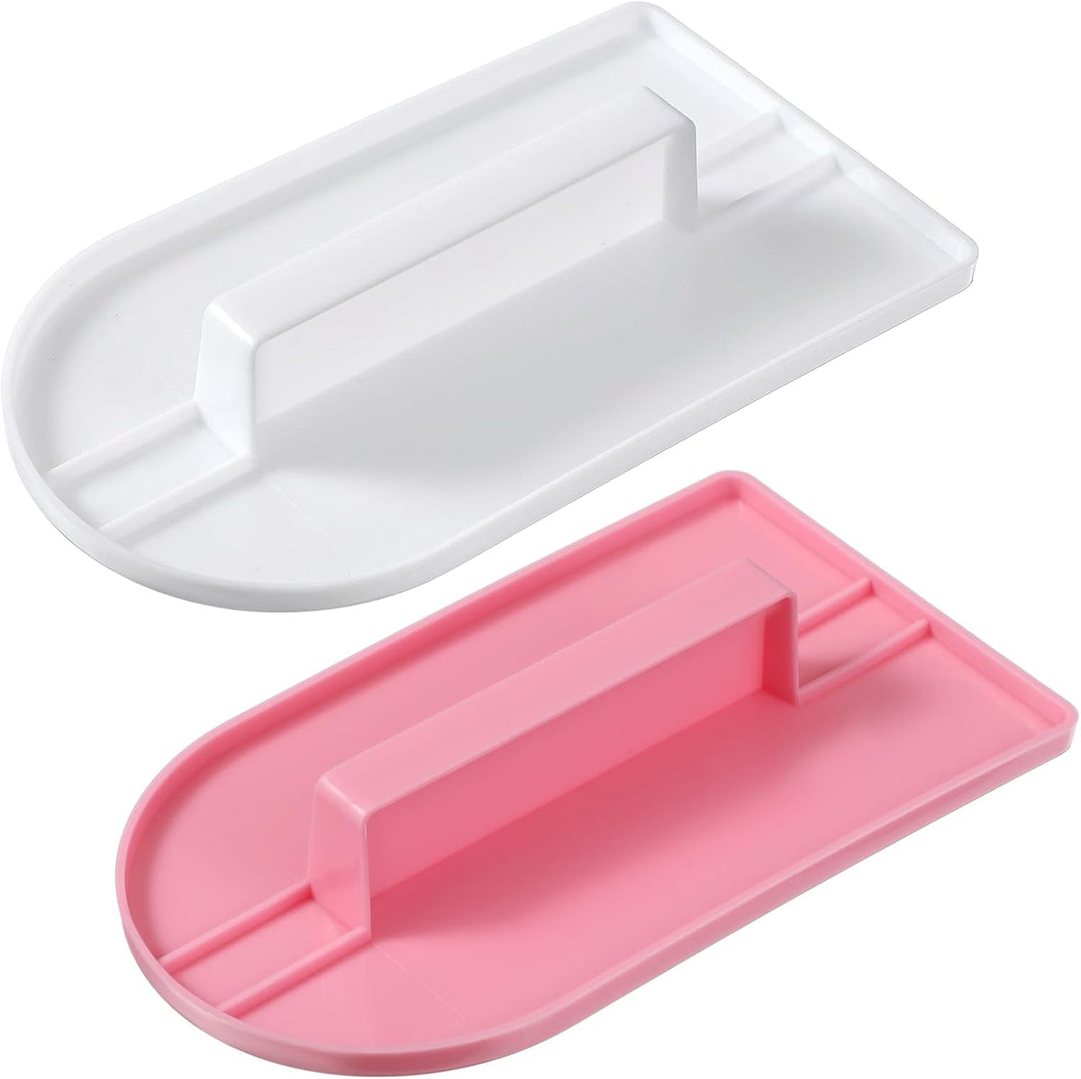 2 Pcs Cake Decoration Icing Smoother, Fondant Smoothing,Plastic Polisher Cake Decorating Tools, Fondant Smoother Set, Icings Scraper Paddle Tool for DIY Cake (5.7" x 3.1", Pink, White)