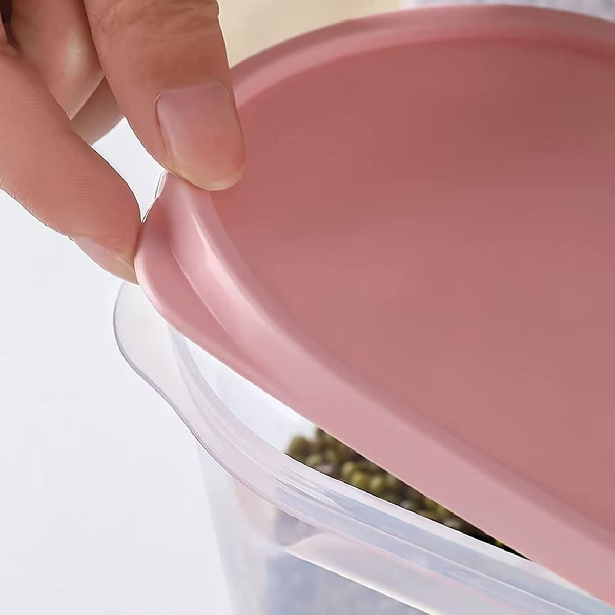 3pcs Rice Storage Bin, 1.9L Cereal Storage Container Food Airtight Container with Pouring Spout abd Measuring Cup for Oatmeal, Grain, Pasta, Flour, Dog Cat Food Canister(Pink&Blue&Green)