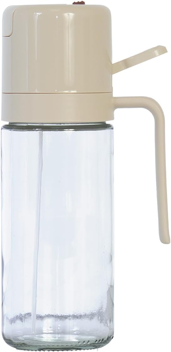 Glad 2 in 1 Oil Dispenser, 18.6oz/550ml - Olive Oil Sprayer for Cooking, Pouring Salad Dressing, and Grilling - Kitchen Gadget with Refillable Glass Bottle, Handle, and Mist or Pour Options - Rust