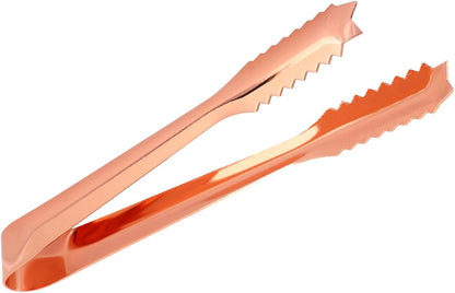 Ice Tongs, Stainless Steel Food Tongs with Serrated Tip Ice Tongs For Ice Bucket Mini Tongs For Home Party Bar Restaurant Use (Copper Plated)