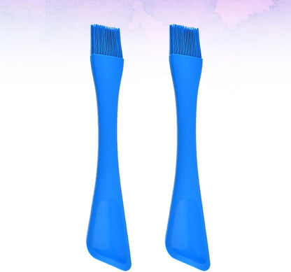 CHILDWEET Dual Head Silicone Basting Brush and Spatula Heat Resistant Kitchen Baking Tool for Bbq and Pastry 2pcs Set Suitable for Home Cooking and Grilling Random Random Color