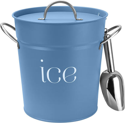 3Qt Black Galvanized Ice Bucket with Lid, Scoop & Handles - Ideal for Cocktails, Parties, BBQs, Wine & Champagne. Double-Layer Insulated Outer & Galvanized Inner Layer, Perfect for Home & Outdoor Use
