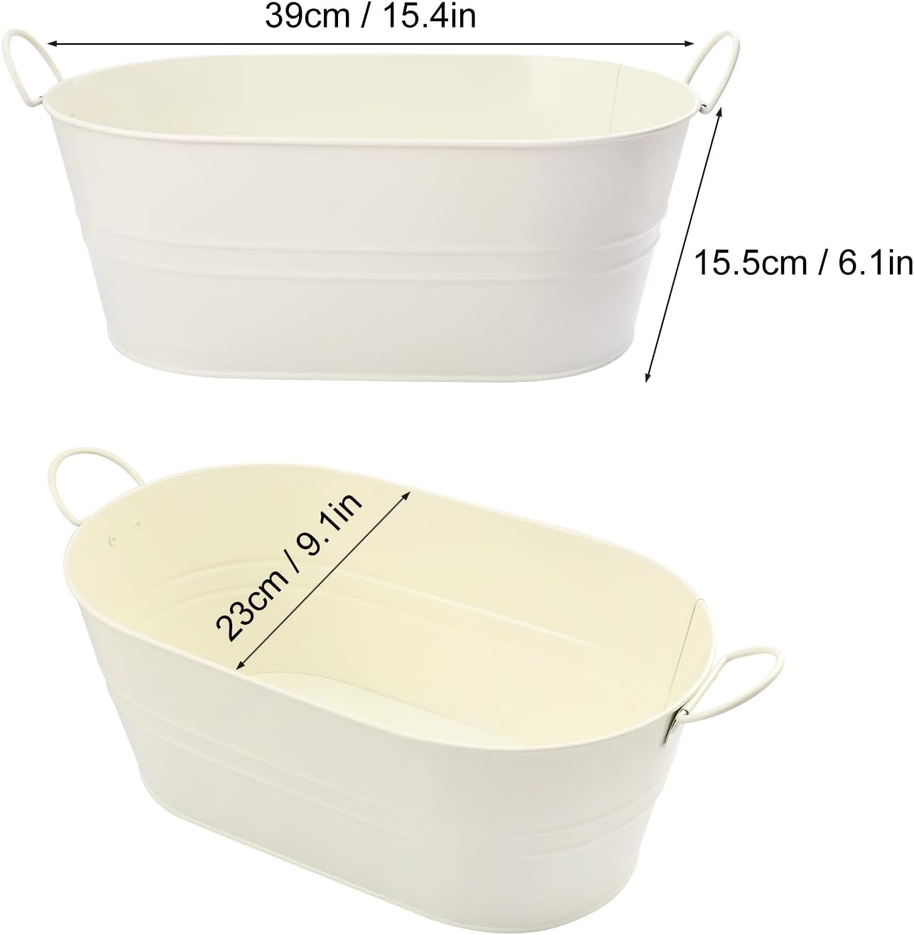 3 PCS 15.3 x 9 x 6 inches Black Metal Galvanized Tub with Handles, 3 Gallon Galvanized Beverage Tubs for Parties, Large Metal Drink Ice Buckets for Beer, Wine, Cocktails & Outdoor Events