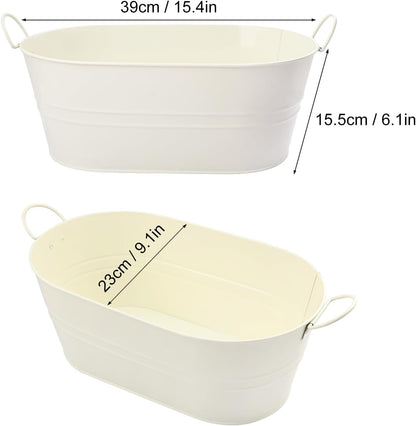 3 PCS 15.3 x 9 x 6 inches Black Metal Galvanized Tub with Handles, 3 Gallon Galvanized Beverage Tubs for Parties, Large Metal Drink Ice Buckets for Beer, Wine, Cocktails & Outdoor Events