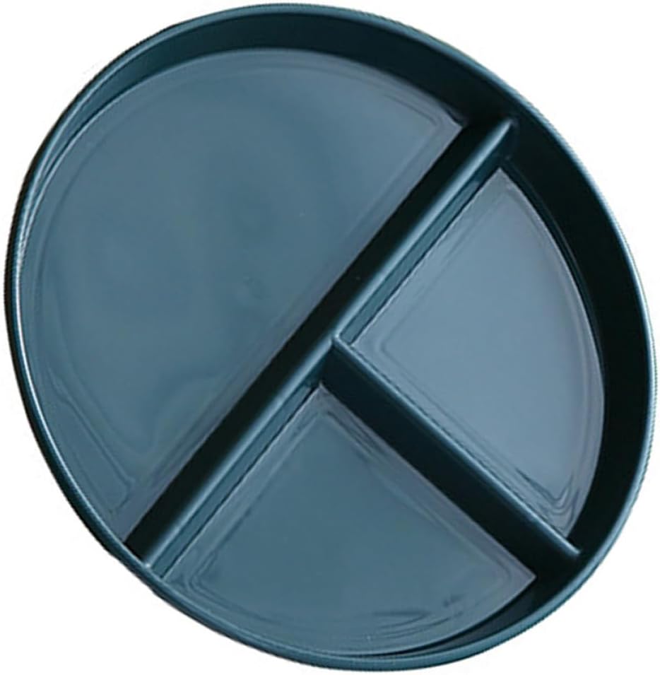 GALPADA Pp Plastic Three-compartment Divided Dinner Plate, 3-grid Portion Control Tray in Dark Green, Food-grade Plastic Breakfast Plate for Portion Management and Meal Prep