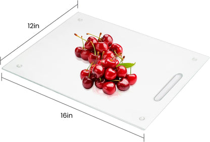 Tempered Glass Cutting Boards for Kitchen, Set of 2 Gold Glass Chopping Boards, 16"x12" & 12"x8" Cutting Boards With NonSlip Feet, Scratch Resistant, Heat Resistant, Easy to Clean