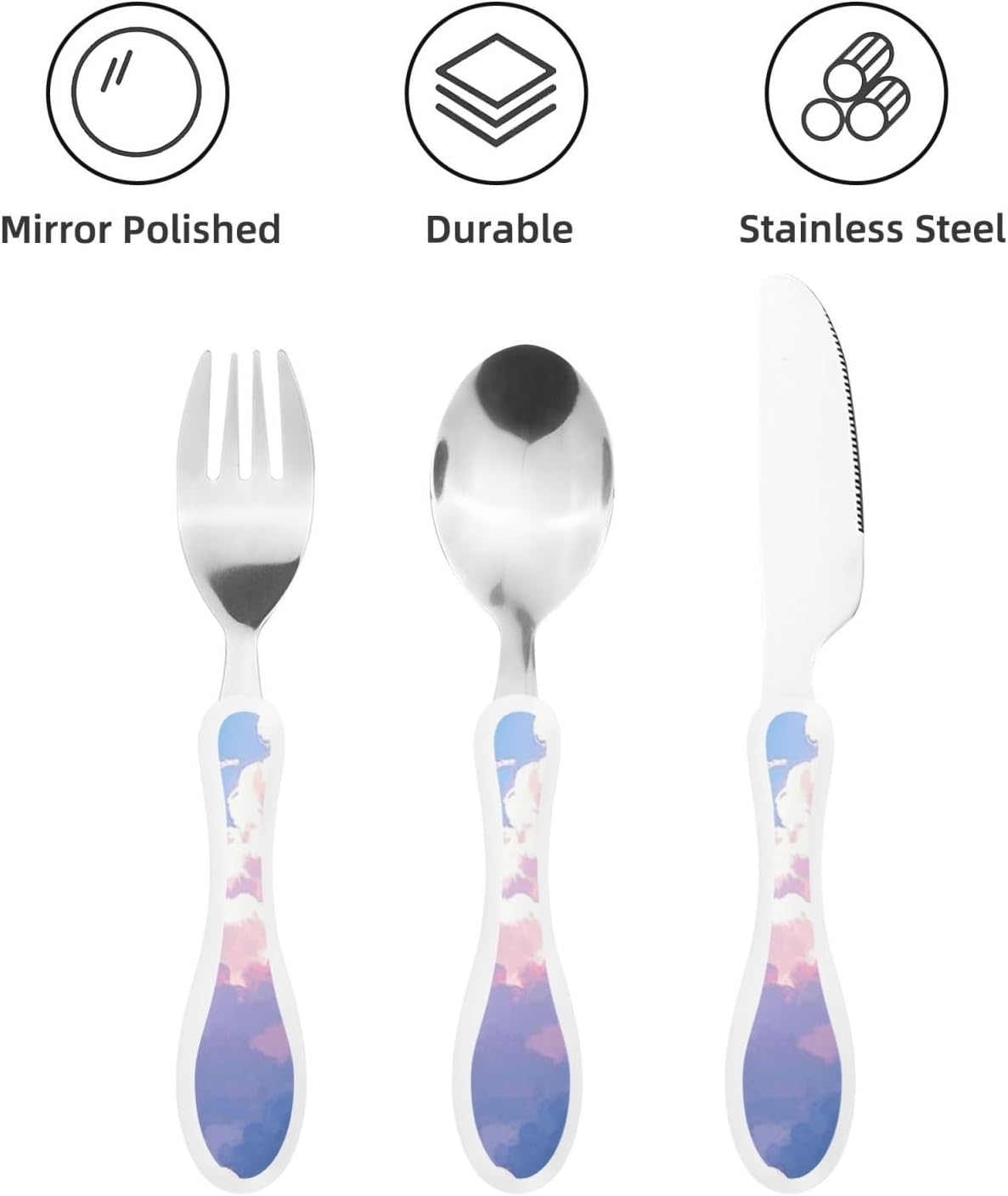 3-Piece Kids Silverware Set With Storage Case, Stainless Steel Reusable Children Safe Knife Spoon Fork Set Chinese Celadon Peacock Children Flatware Set For Kids Lunch Box
