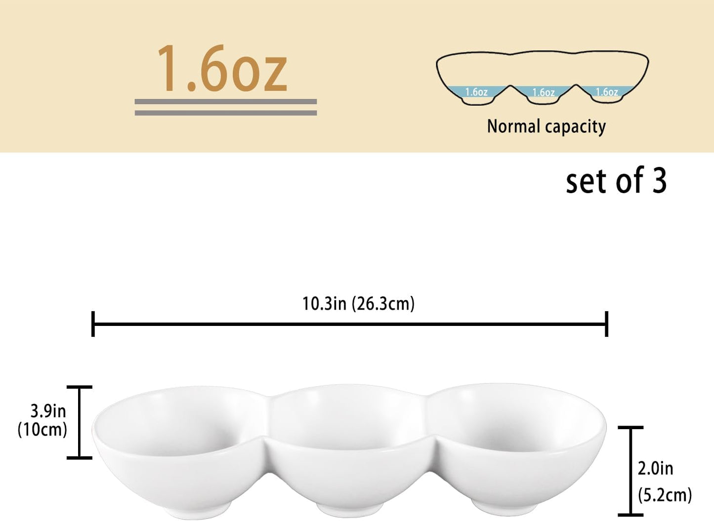 Ceramic 10.9 Inch Chips and Dip Set, Chips and Dip Divided Tray, Moisture Proof Cereal Bowl (for Salad, Pasta, Fruit, Sauce), Divided Moisture Proof Cereal Bowl Buffet Bowl Set