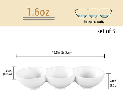 Ceramic 10.9 Inch Chips and Dip Set, Chips and Dip Divided Tray, Moisture Proof Cereal Bowl (for Salad, Pasta, Fruit, Sauce), Divided Moisture Proof Cereal Bowl Buffet Bowl Set