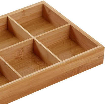 Divided Wooden Tray, Multi Compartments Wooden Serving Tray for Sushi and Hot Pot Restaurants Food Organizer Platter Natural Safe Smooth Polished Surface for Vegetables Snacks Appetizers