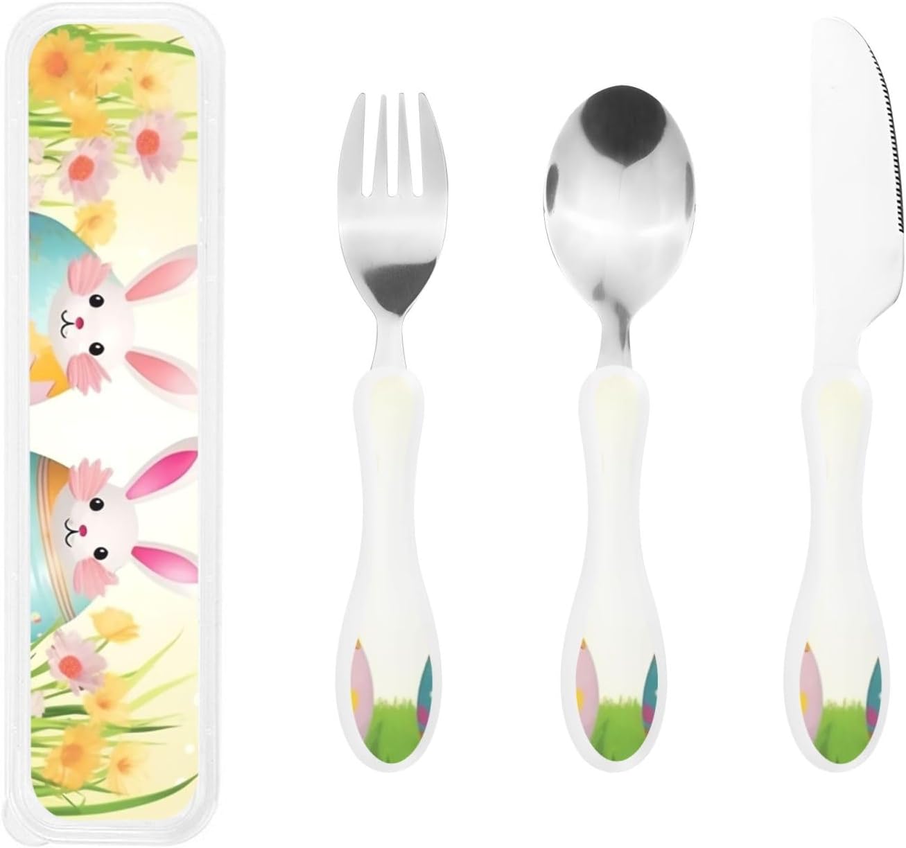 3-Piece Kids Silverware Set With Storage Case, Stainless Steel Reusable Children Safe Knife Spoon Fork Set Insects Love Children Flatware Set For Kids Lunch Box