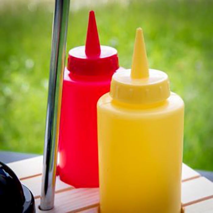 Küchenprofi Picnic Table with Umbrella Condiment Set Includes Ketchup, Mustard, Salt and Pepper, 7.08" x 4.72" x 9.44", Multicolored - Picnic Table Ketchup and Mustard Holder - Picnic Set