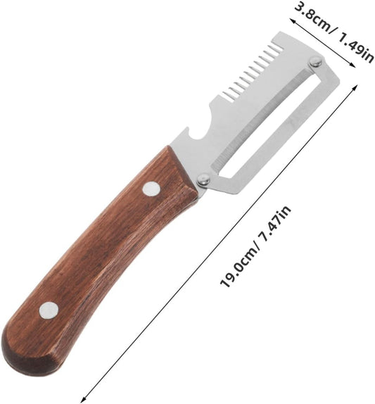 2pcs Vegetable Peeler Set - 2-in-1 Fruit and Potato Peeler with Bottle Opener, Stainless Steel Blade and Wooden Handle, for Food Prep - 7.48X1.50X0.67