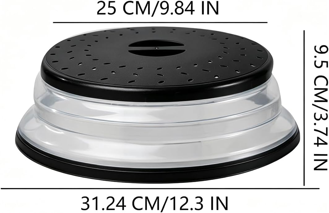 Small Collapsible Microwave Splatter Cover(black, 8 IN)