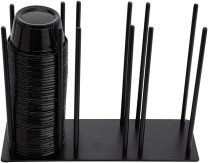 RW Base Black Iron Horizontal Portion Cup / Lid Organizer - 3 Section - 8 1/4" x 3" x 6" - 1 count box