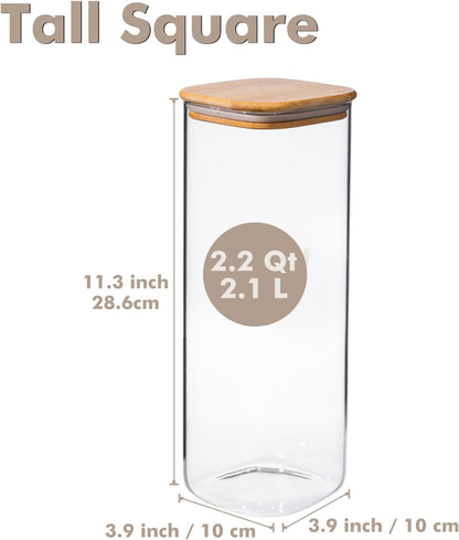 2-Pack 3.4Qt Large Glass Flour Sugar Storage Containers with Lids | Wide Mouth Design, With Measuring Cups, Minimalist Kitchen Organizer,Scandinavian Style Storage,Nordic Style Storage