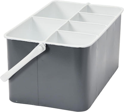 Creative Co-Op Farmhouse Metal Storage Caddy with 6 Compartments and Handle, Distressed Blue and White